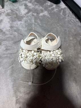 Toddler Girl Flower and Pearl Embellished Open-Toe Sandals